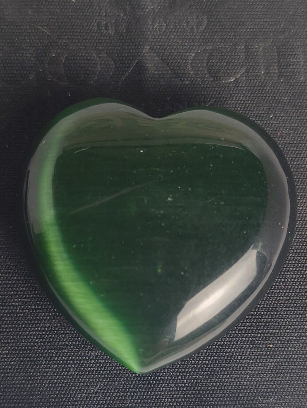 Green Tiger's Eye Carved Heart 1.20" 17.3g Chatoyant Crystal Stone